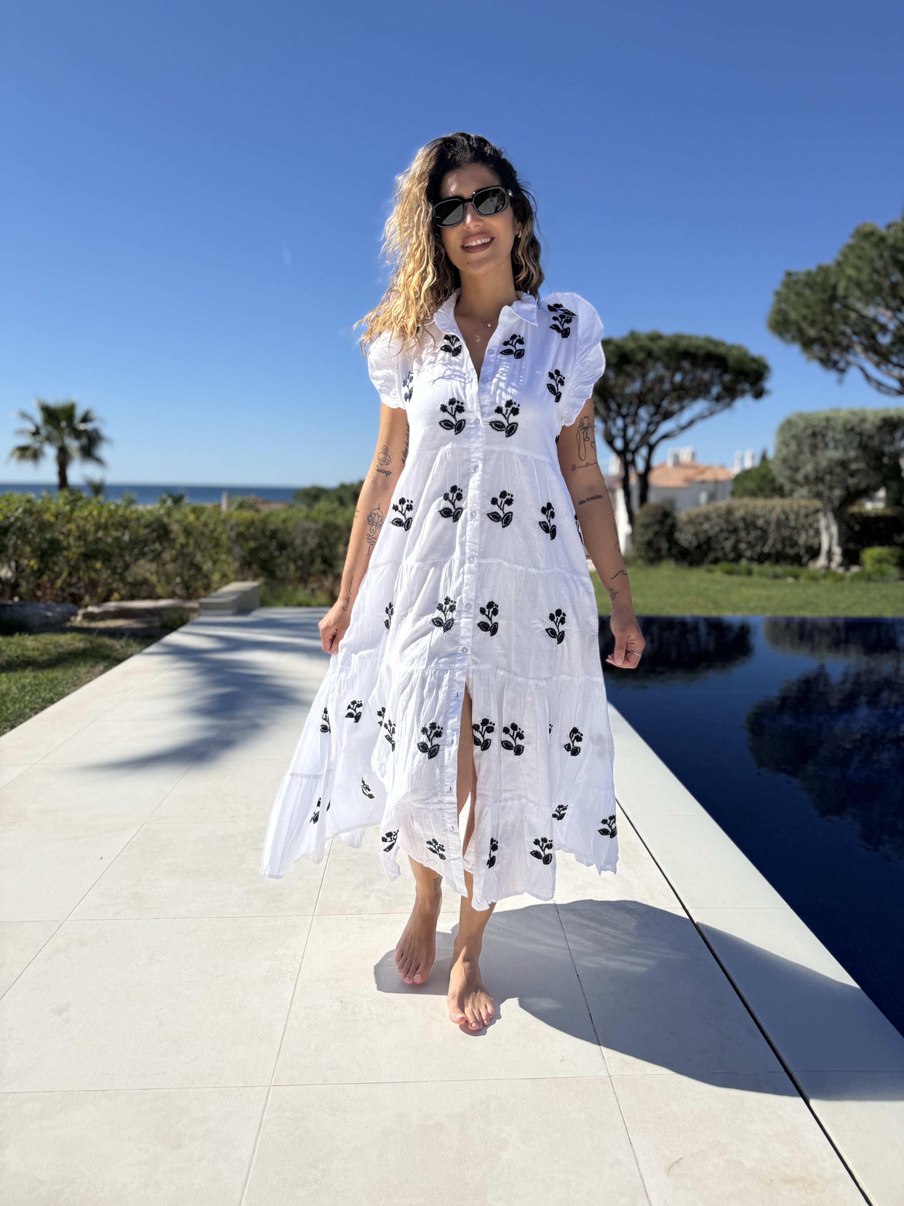 Dream Dress Myrtia Dress In White Navy