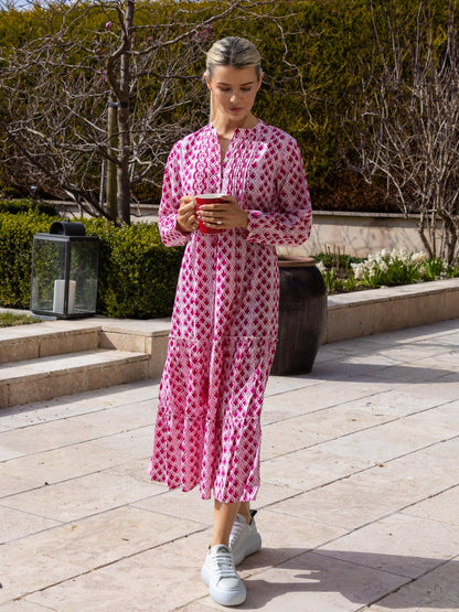 Dream Dresses Dress Corfu Cotton Dress In Pink Raspberry Print