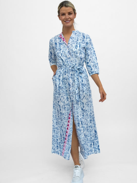Dream Dresses Dress Doris Cover Up Dress In Cleo Blue Print