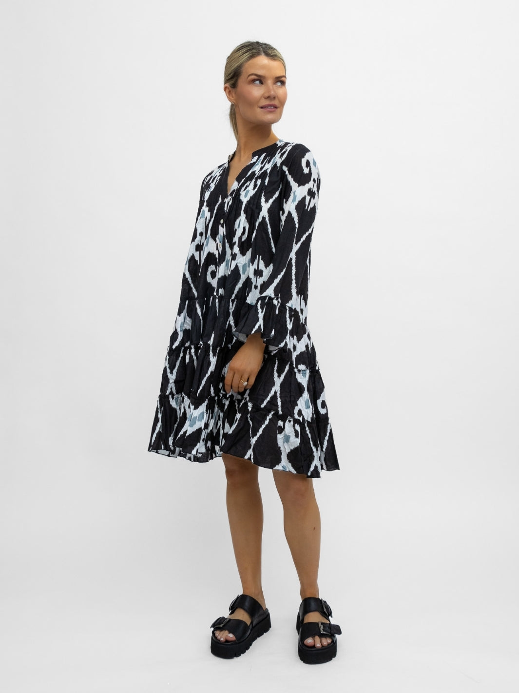 Dream Dresses Dress Lobster Cotton Short Dress In Black Print