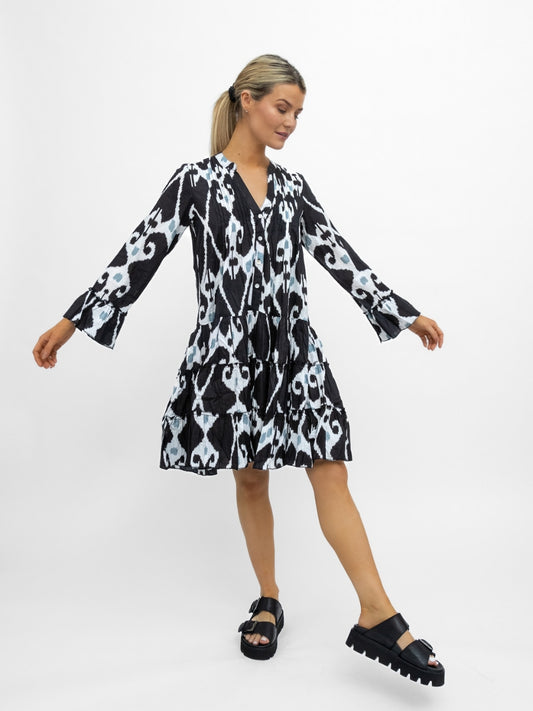 Dream Dresses Dress Lobster Cotton Short Dress In Black Print