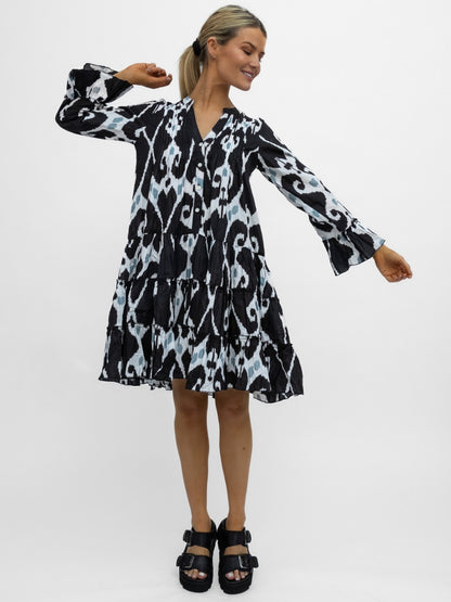 Dream Dresses Dress Lobster Cotton Short Dress In Black Print