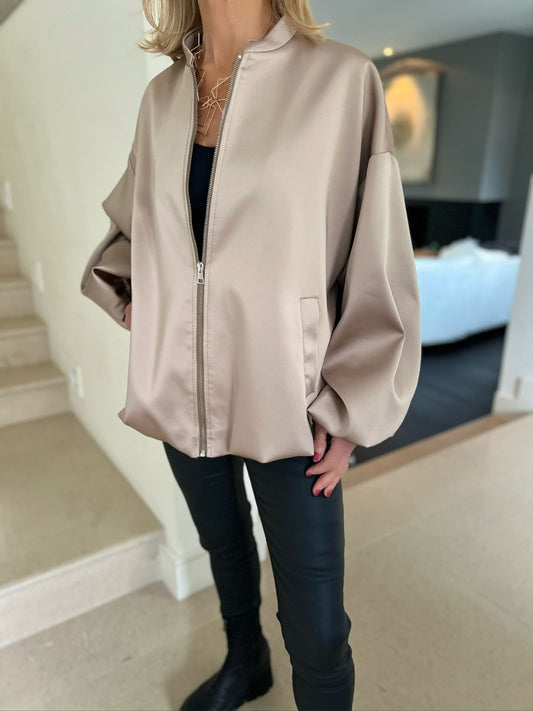 Imperial Italy Jacket One Size Imperial Italy Satin Bomber Jacket in  Oyster