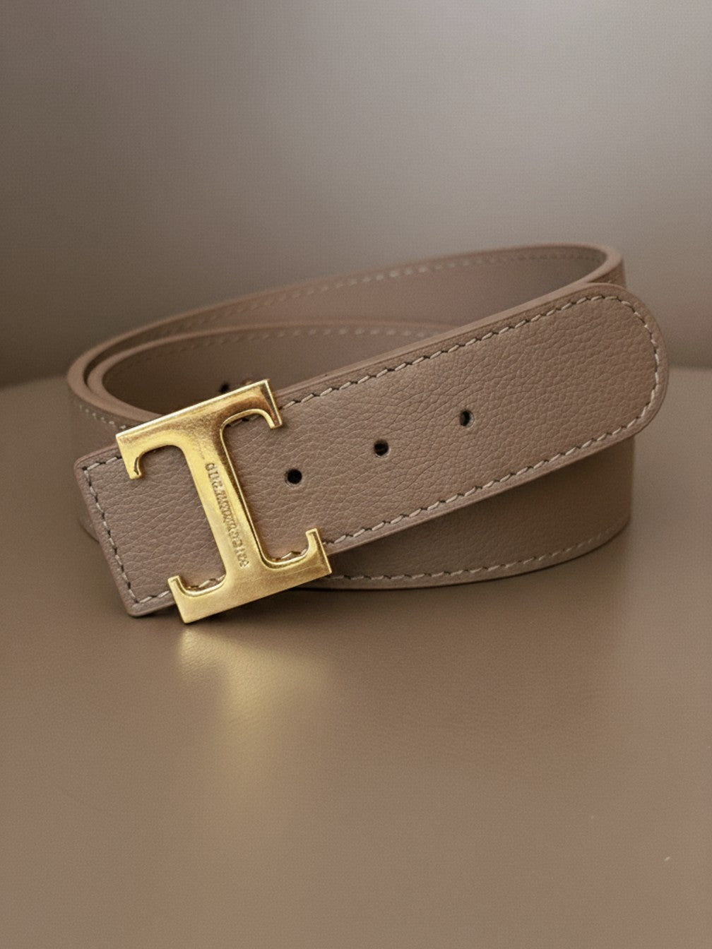 Italian Collection Belts One Size Italian Leather Belt in Taupe