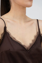 Italian Collection Camisole Chocolate Lace Trim Camisole