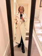 Italian Collection Coat One Size Garbo Classic Oversized Coat in Cream