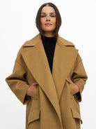 Italian Collection Coat One Size Garbo Classic Oversized Coat in Tobacco