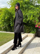 Italian Collection Coat One Size Kelly ¾ Length Coat in Classic Black