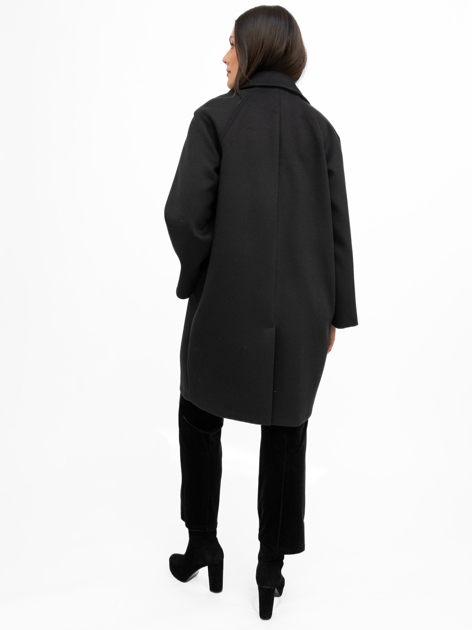 Italian Collection Coat One Size Kelly ¾ Length Coat in Classic Black