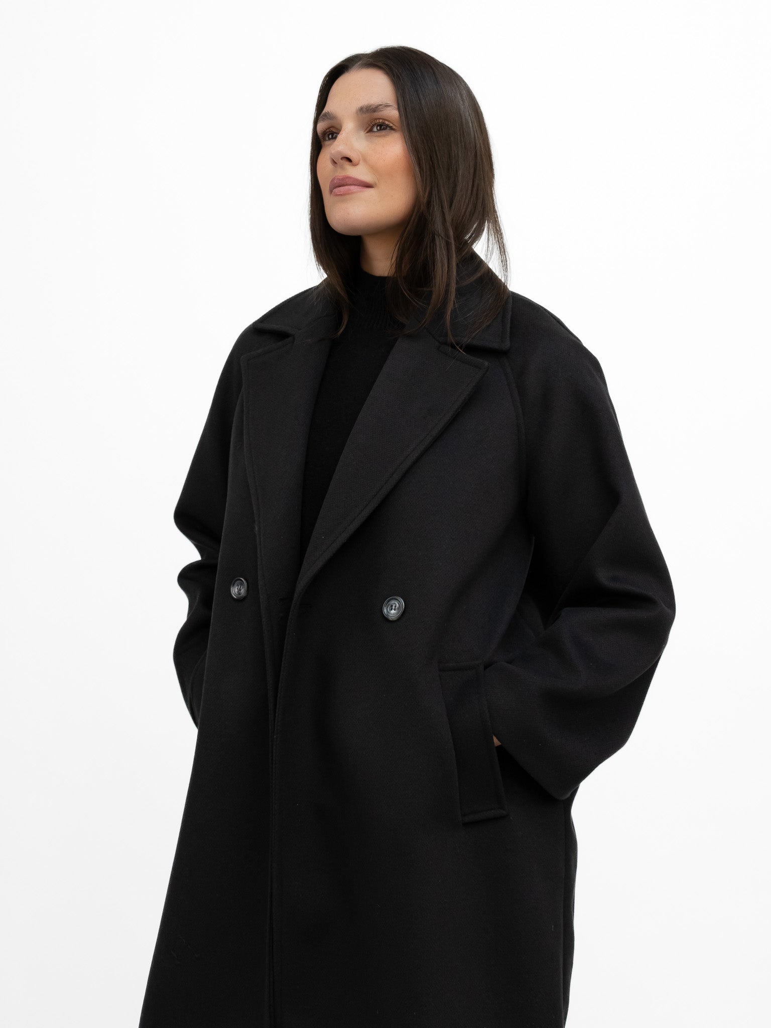 Italian Collection Coat One Size Kelly ¾ Length Coat in Classic Black