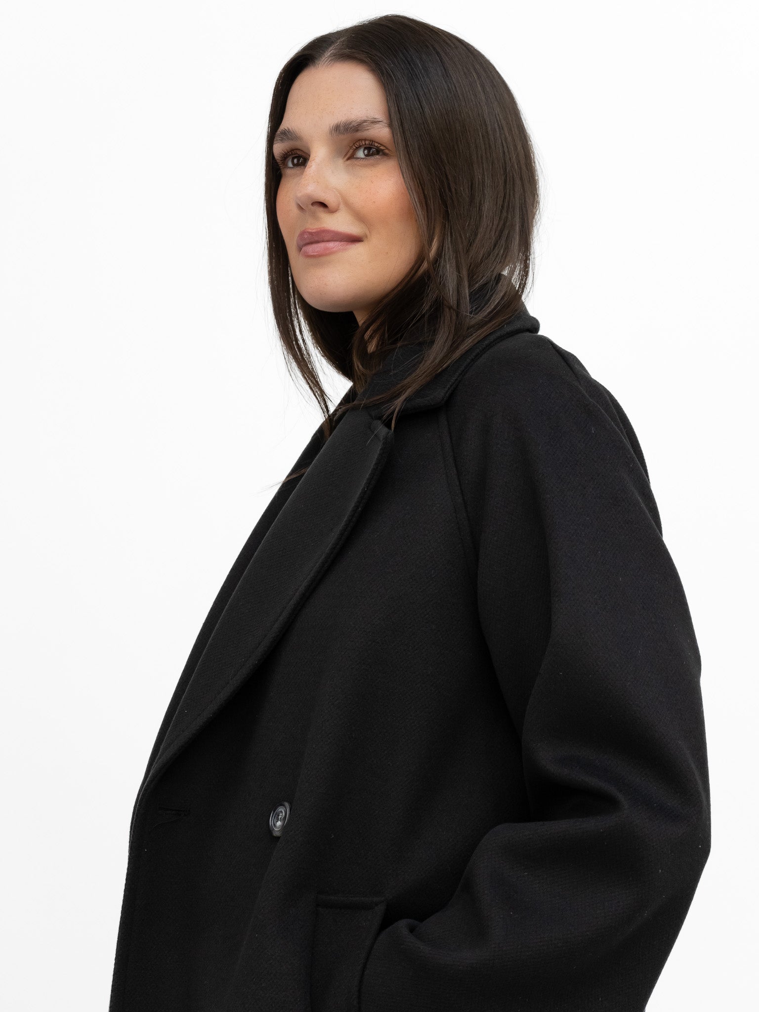 Italian Collection Coat One Size Kelly ¾ Length Coat in Classic Black
