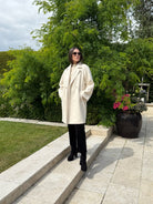 Italian Collection Coat One Size Kelly ¾ Length Coat in Cream