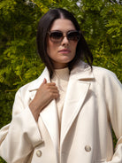 Italian Collection Coat One Size Kelly ¾ Length Coat in Cream