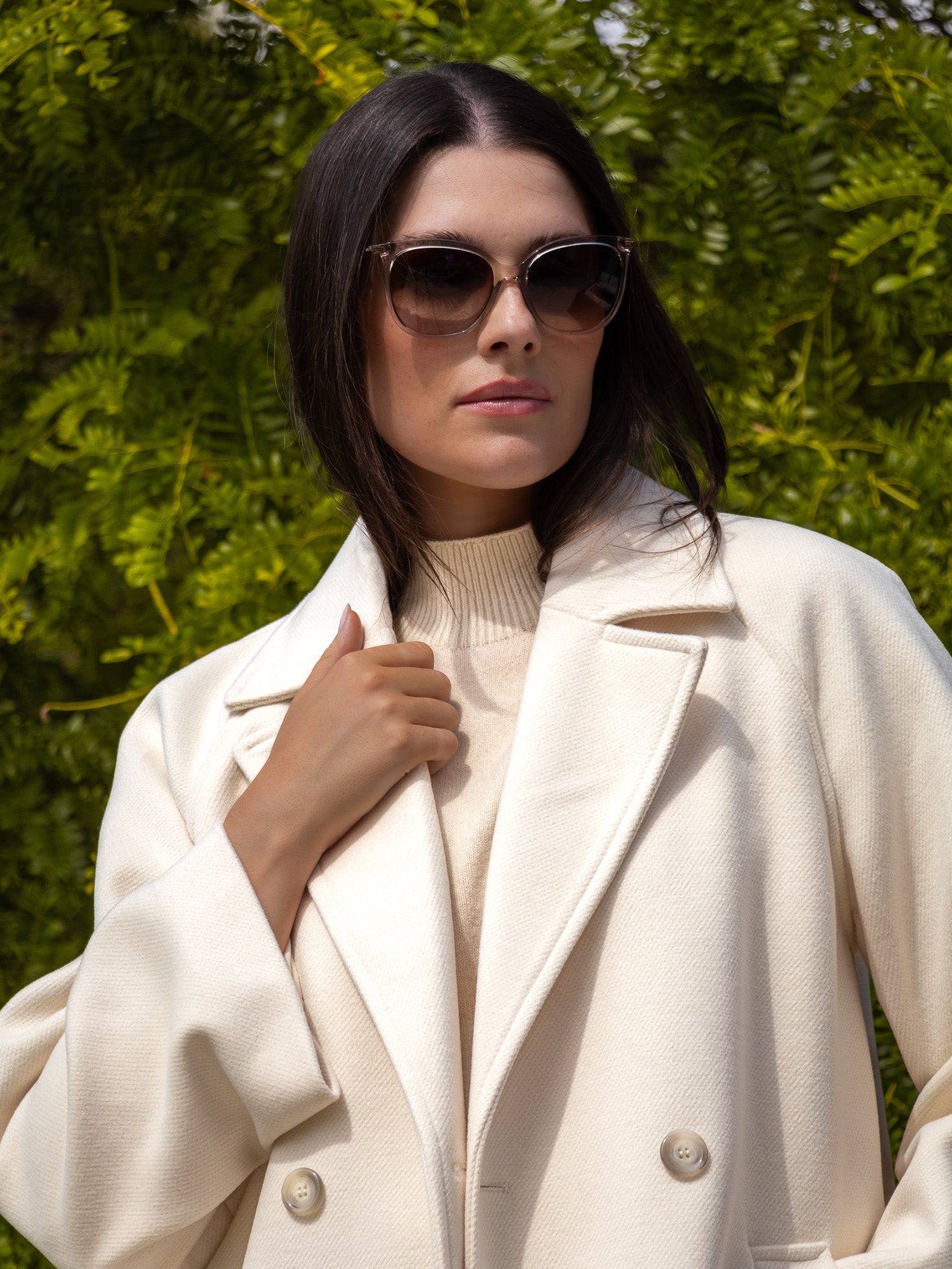 Italian Collection Coat One Size Kelly ¾ Length Coat in Cream