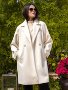 Italian Collection Coat One Size Kelly ¾ Length Coat in Cream