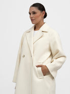 Italian Collection Coat One Size Kelly ¾ Length Coat in Cream