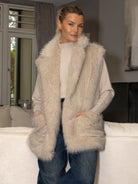Italian Collection Faux Fur Gilet in Blond