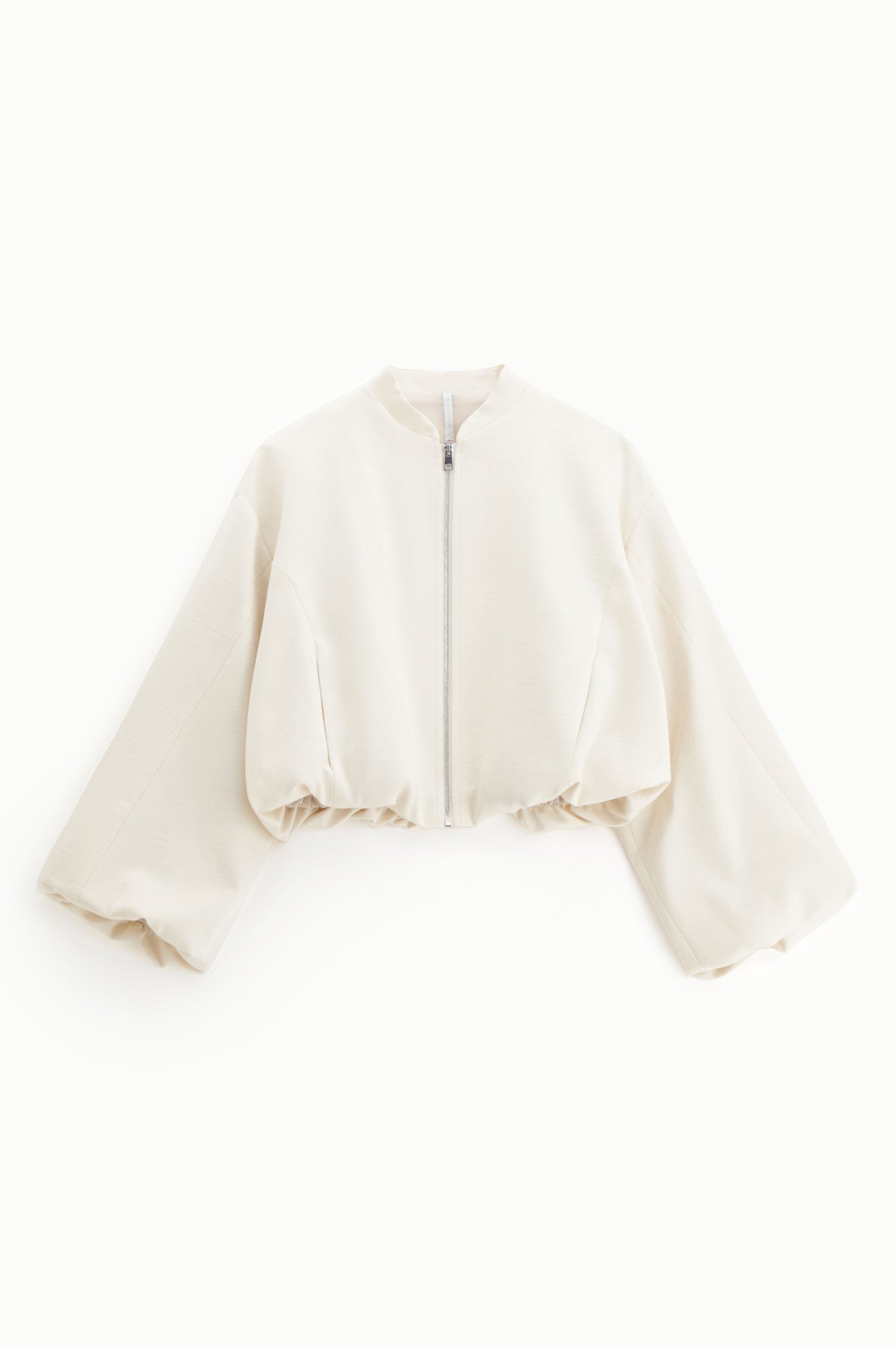 Italian Collection Jacket Cloud Crop Bomber Jacket in Ivory