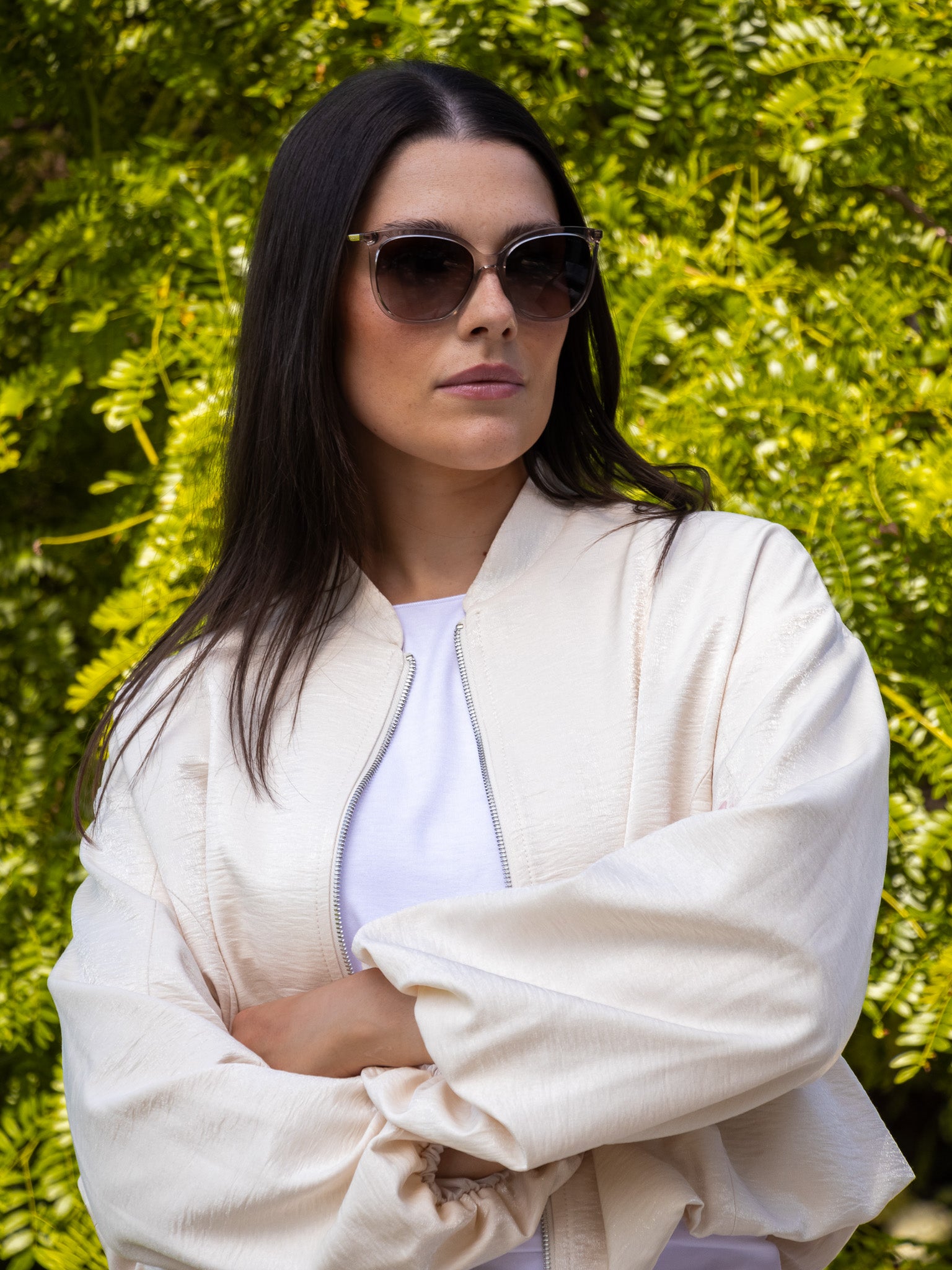 Italian Collection Jacket Cloud Crop Bomber Jacket in Ivory