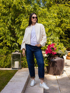 Italian Collection Jacket Cloud Crop Bomber Jacket in Ivory