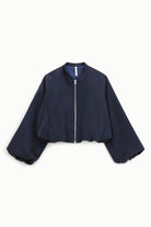 Italian Collection Jacket Cloud Crop Bomber Jacket in Midnight Blue