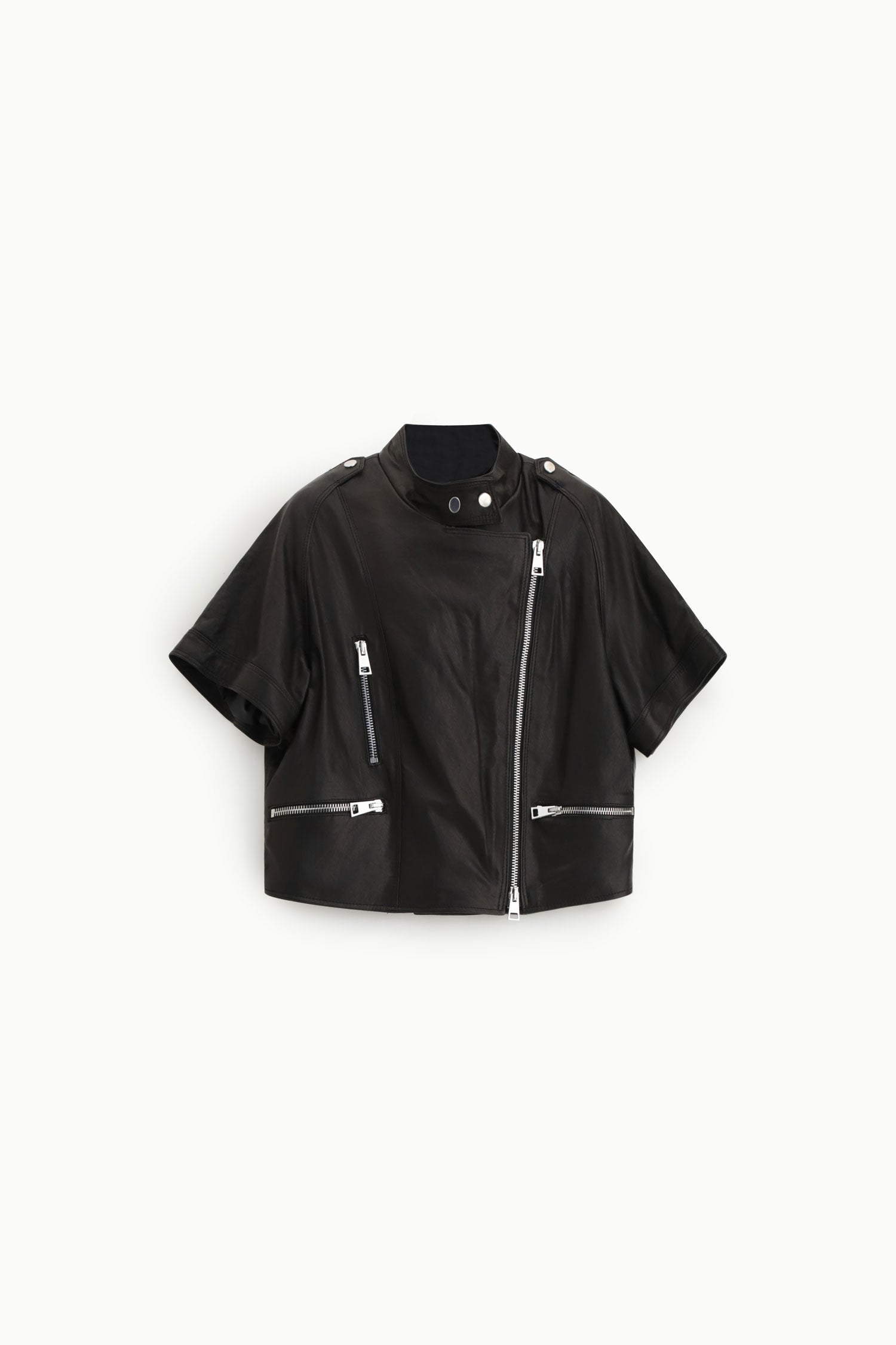 Italian Collection Jacket Cropped Leather Jacket In Black