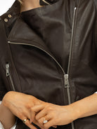 Italian Collection Jacket Cropped Leather Jacket In Chocolate Brown