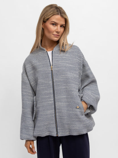 Italian Collection Jacket ONE SIZE The Italian Collection Boucle Bomber Jacket in Light Blue