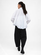 Italian Collection Shirt XS Oversize Shirt with Collar & Gathered Hem