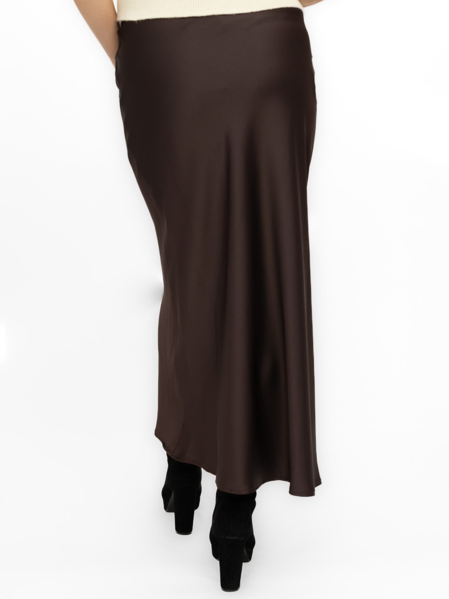 Italian Collection Skirt Bias Cut Skirt in Cocoa Brown