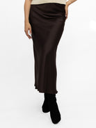 Italian Collection Skirt Bias Cut Skirt in Cocoa Brown