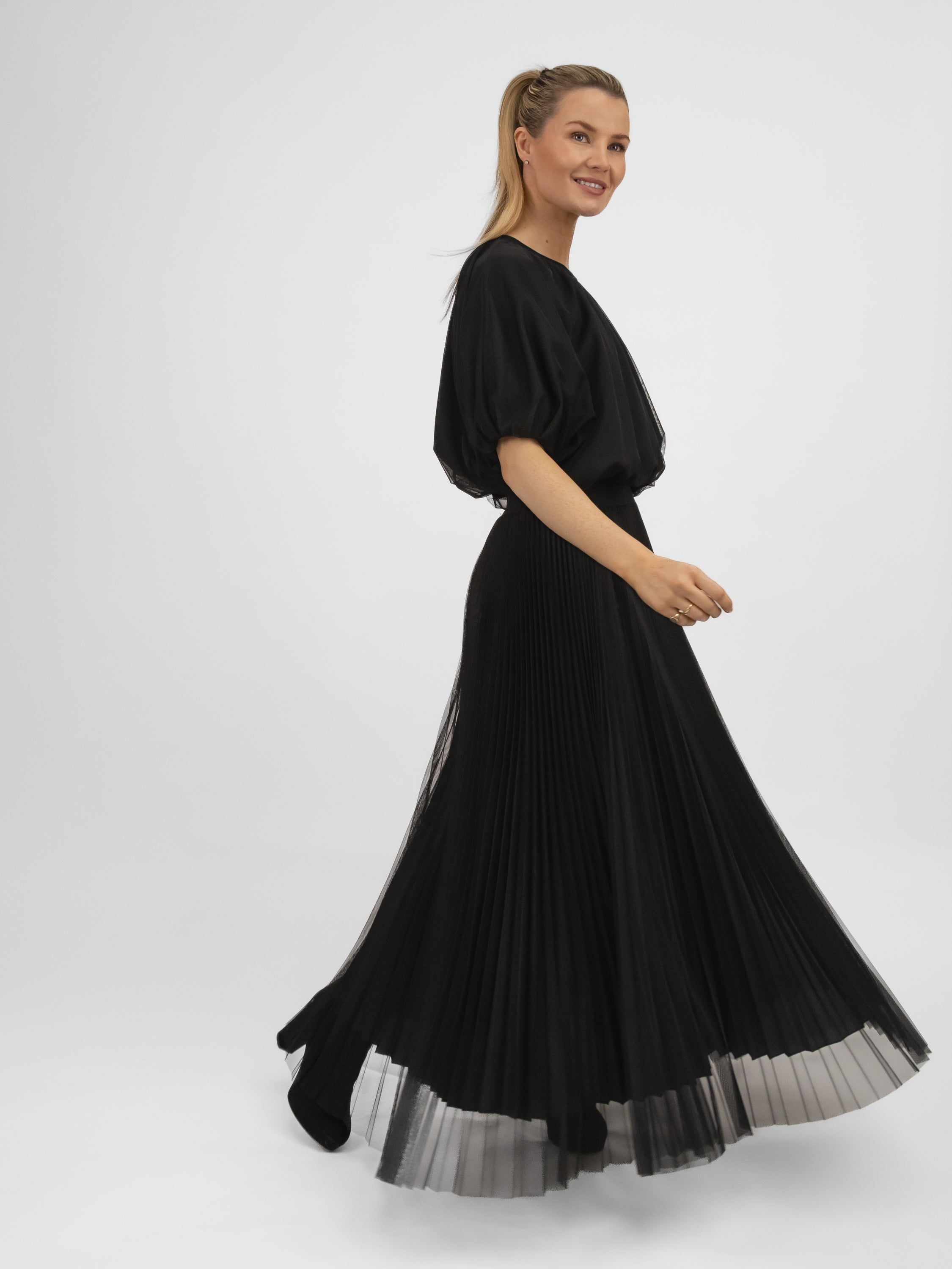 Italian Collection Top Tulle Top in Black