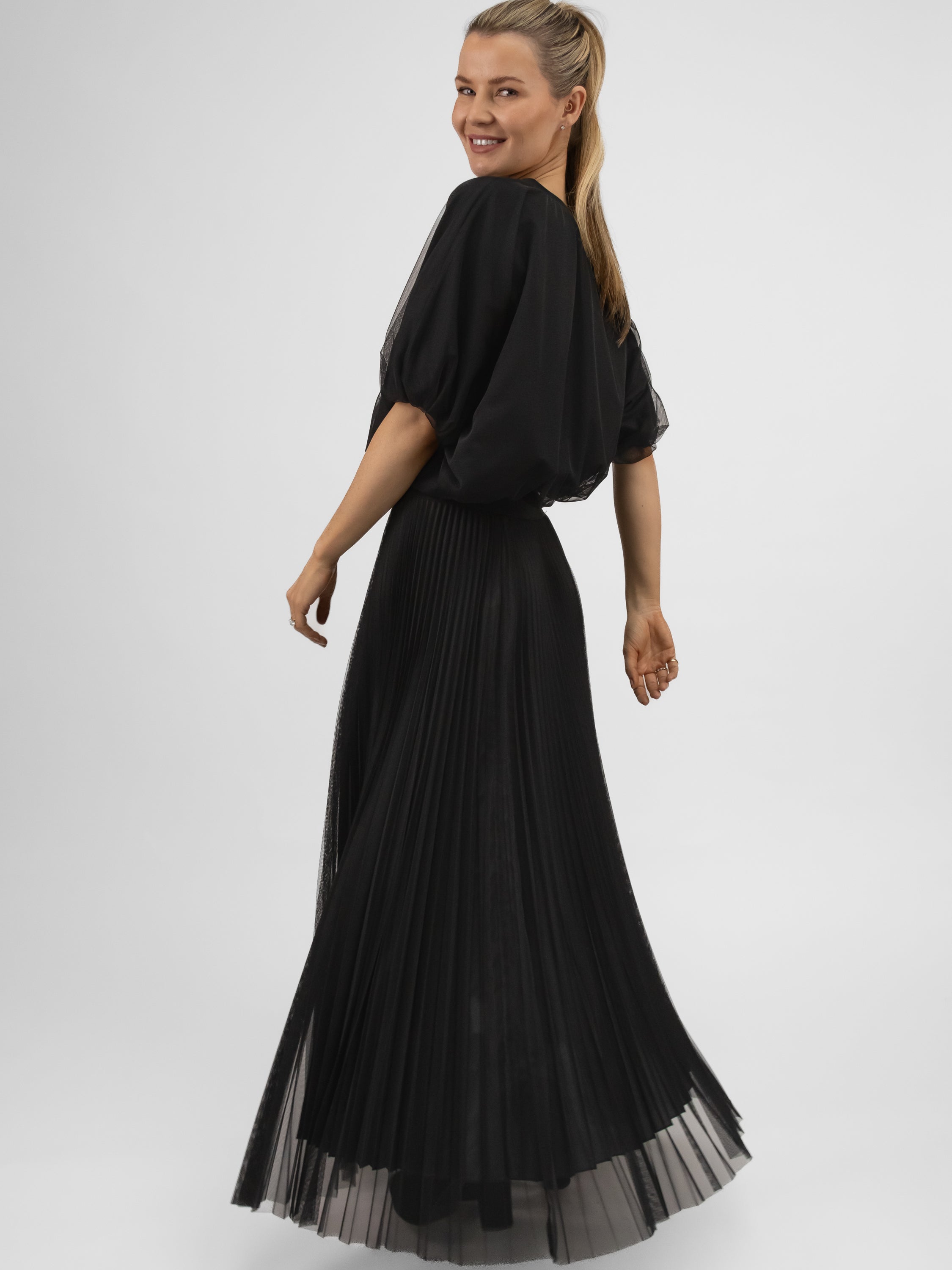 Italian Collection Top Tulle Top in Black