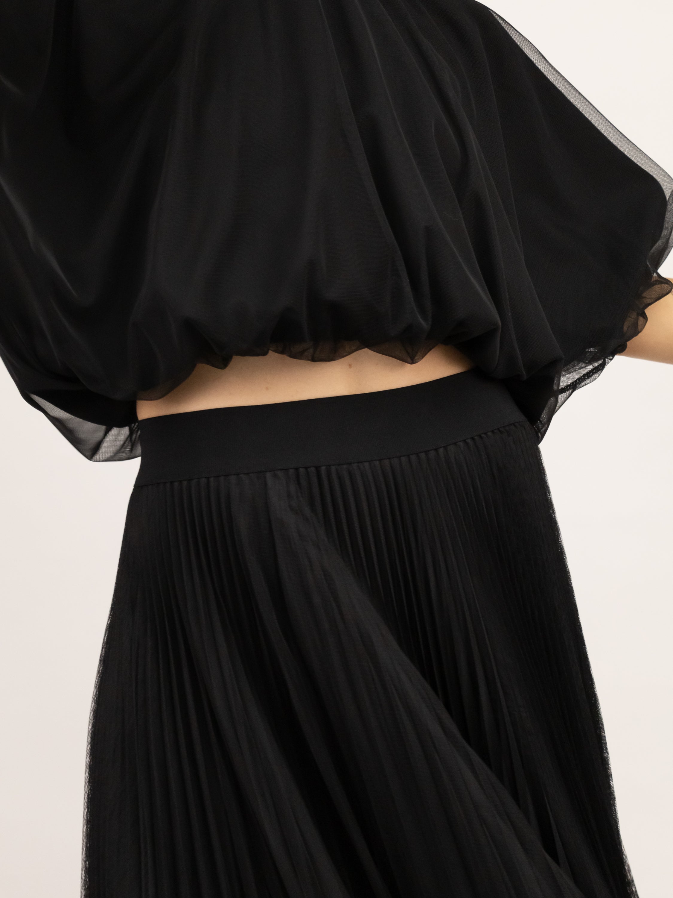 Italian Collection Top Tulle Top in Black
