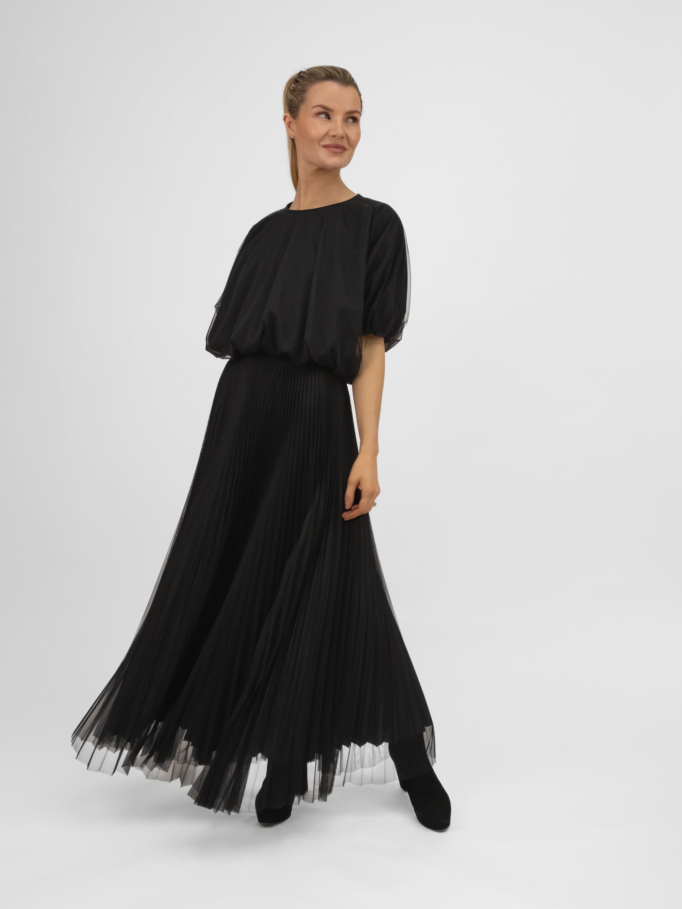 Italian Collection Top Tulle Top in Black