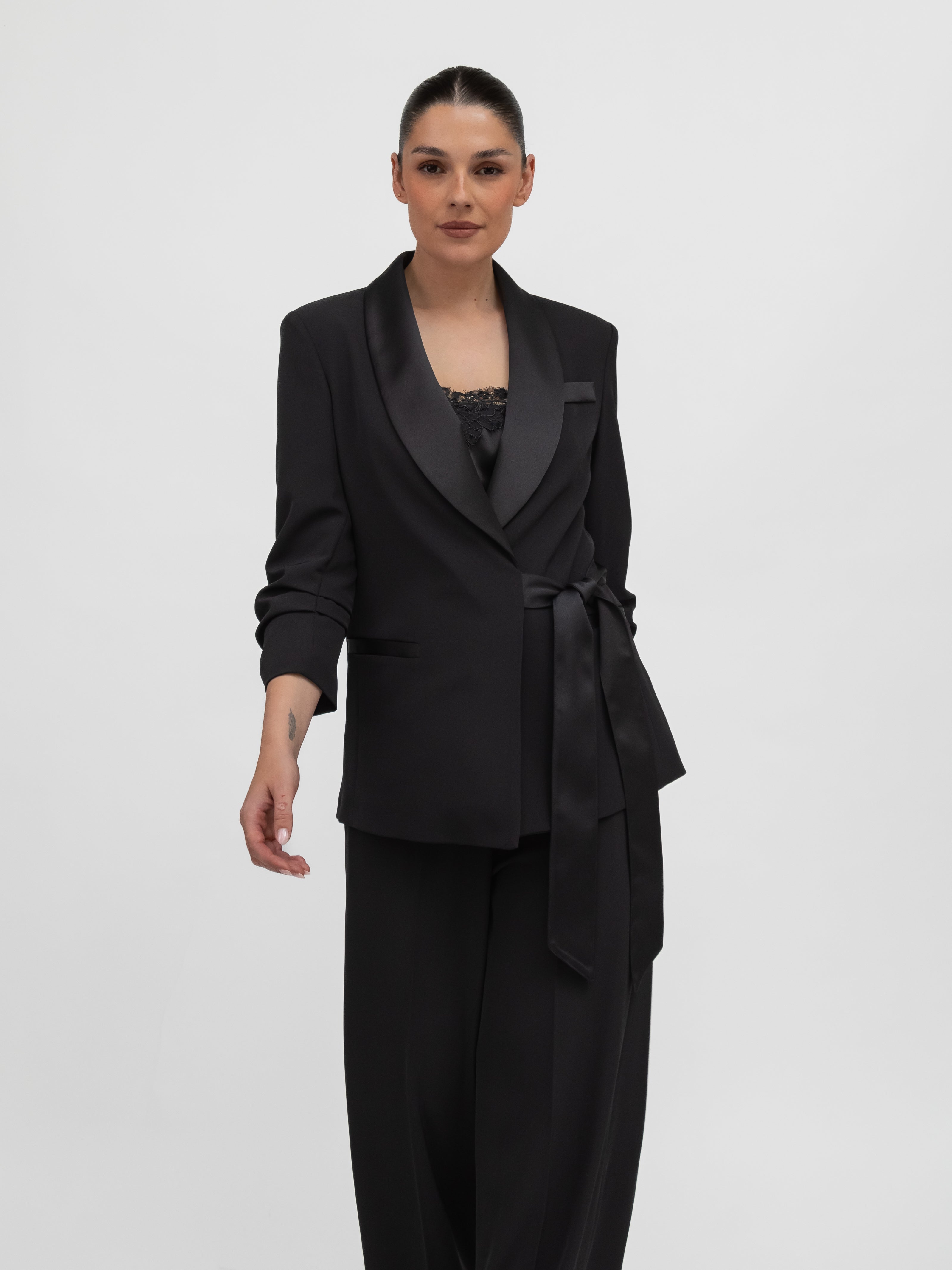 Italian Collection Trousers Palazzo Trousers High Waist Wide Leg in Black