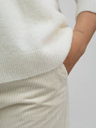 Italian Collection Trousers Straight Leg Corduroy Trousers in Soft Ivory