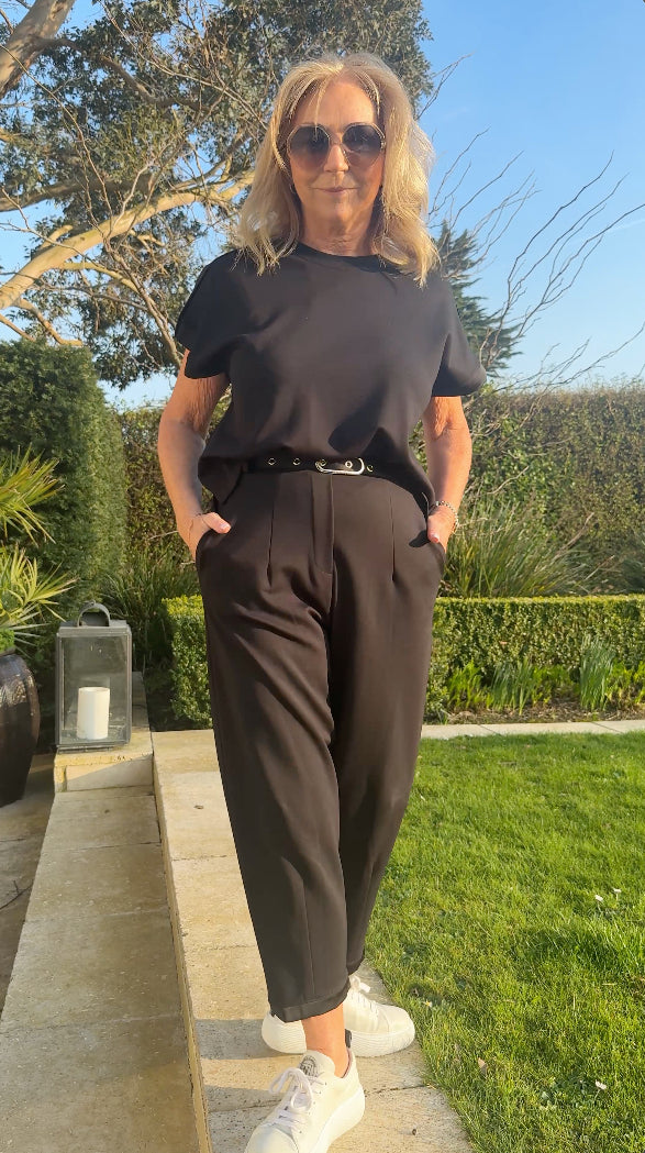 Italian Collection Trousers Travel Pants in Black