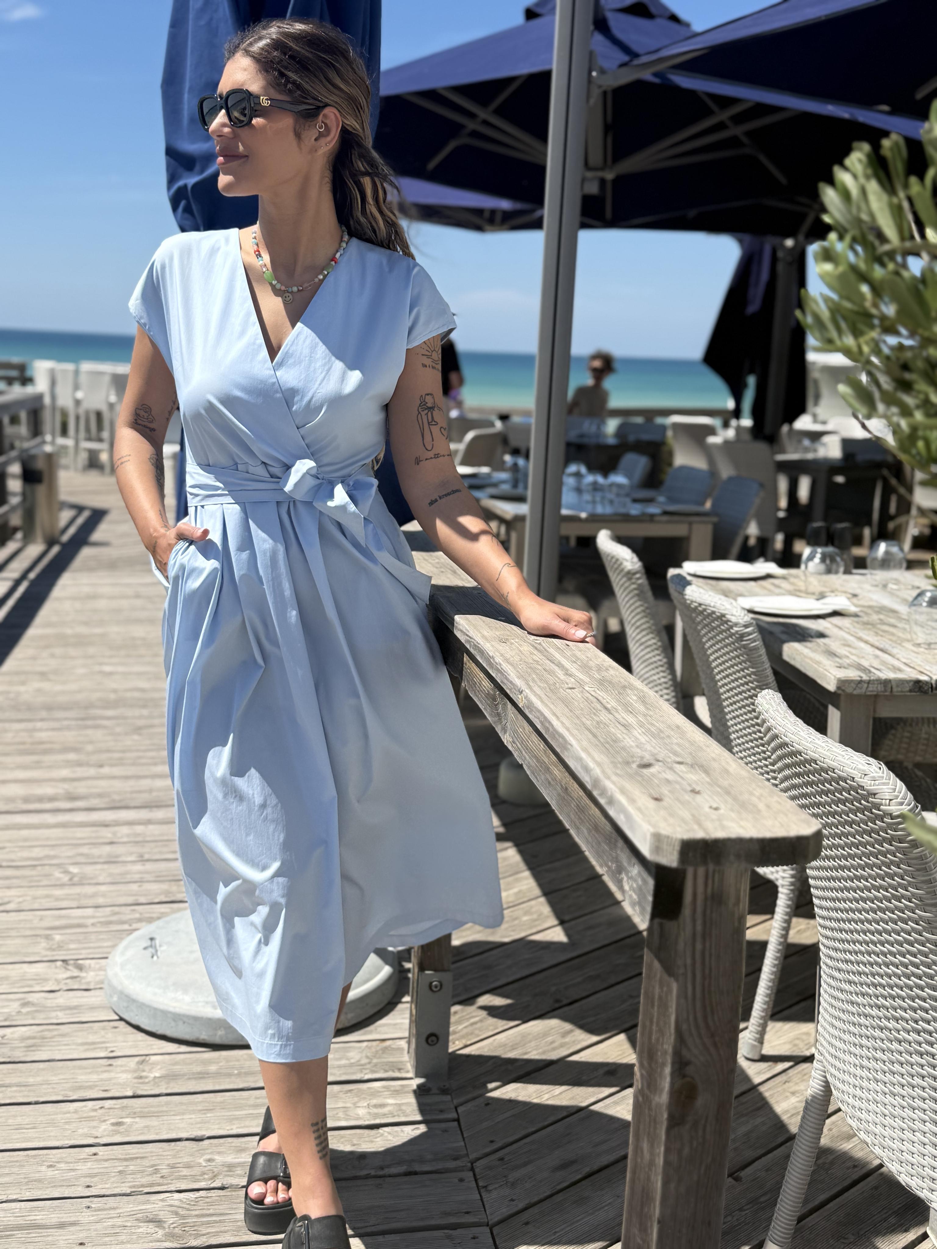 blue poplin dress Palmer Floral Poplin Tiered Maxi Dress