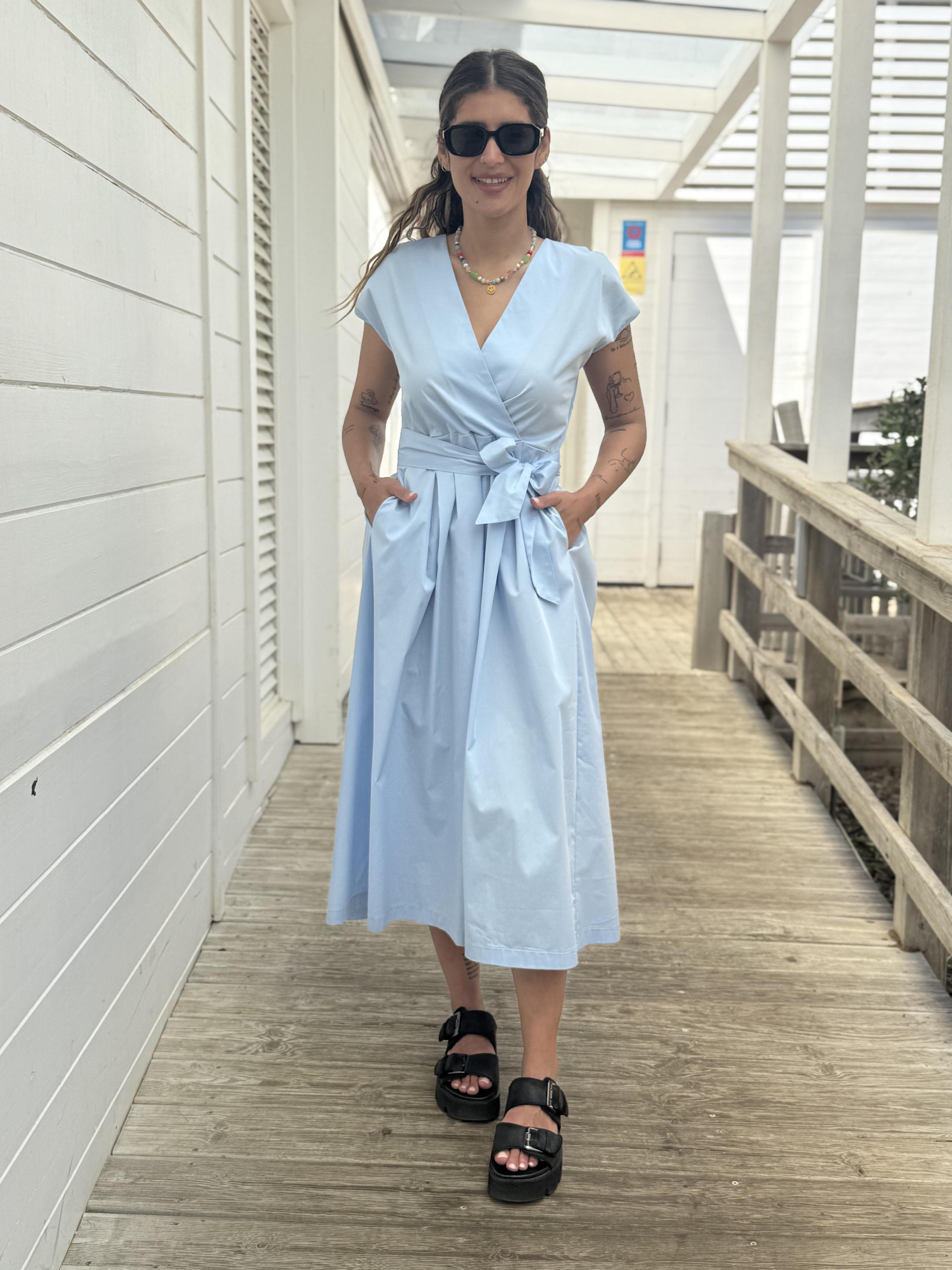 Jane Lushka Dress Poplin Long Dress 2945 in Light Blue