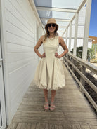 Jane Lushka Dress Satomi Tafeta Dress in Beige