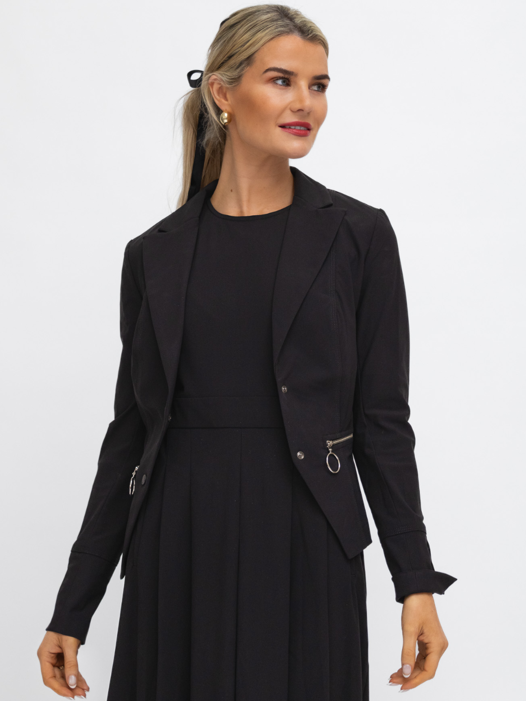 Jane Lushka Jacket Jane Lushka Milano Jacket In Black diffusion by Kate silver zips long sleeves v neck