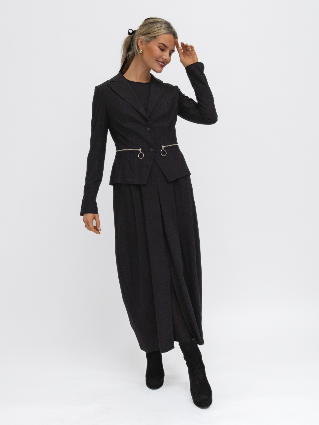 Jane Lushka Jacket Jane Lushka Milano Jacket In Black diffusion by Kate silver zips long sleeves v neck