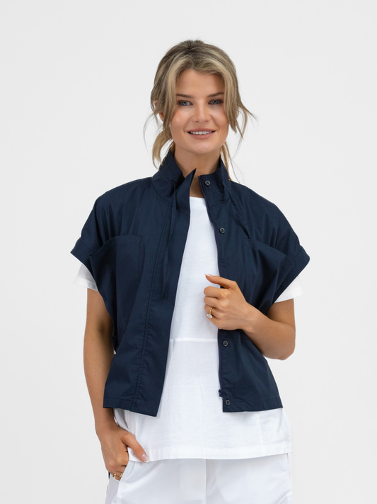 Jane Lushka Jacket Paola Poplin Jacket In Navy From Jane Lushka