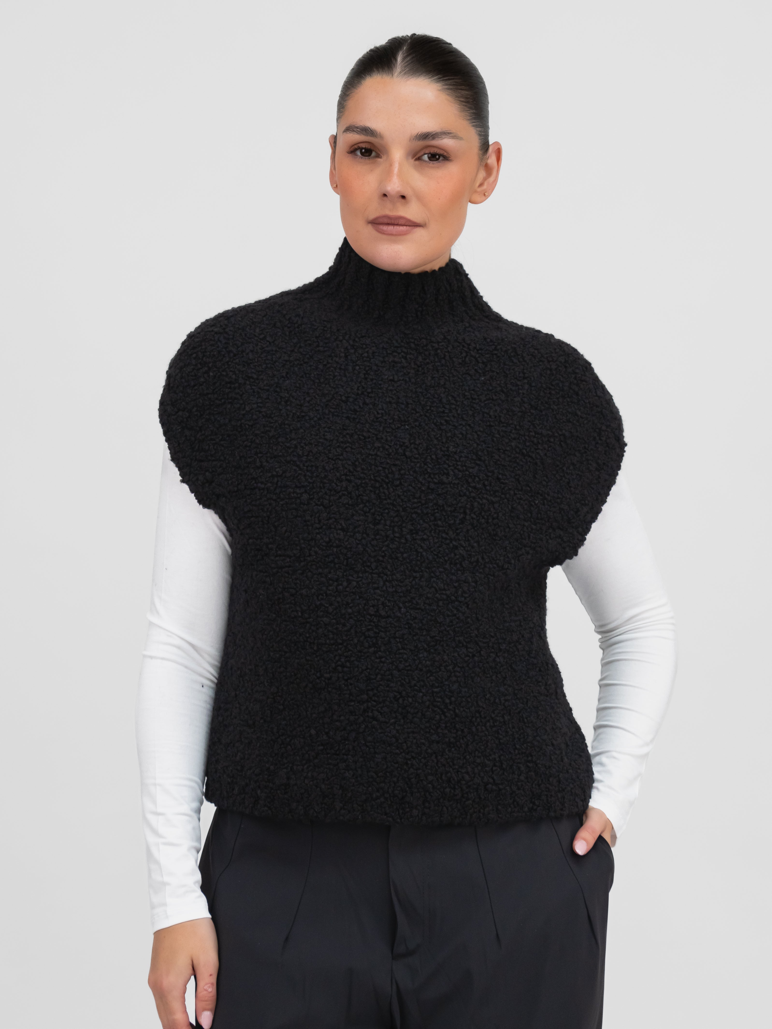 Jane Lushka Tank Top Boucle Vest in Black