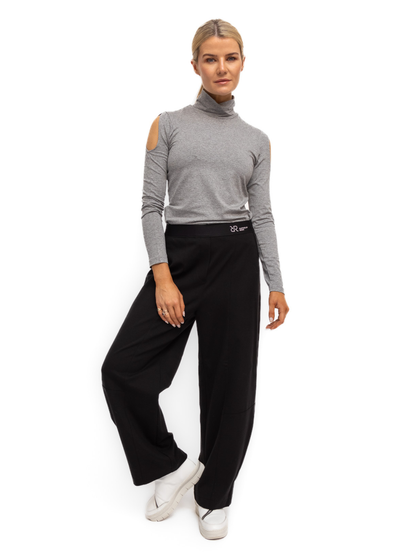Jane Lushka Top Jane Lushka High Neck Top In Grey Melange Polo Neck Cold Soldier Long Sleeve