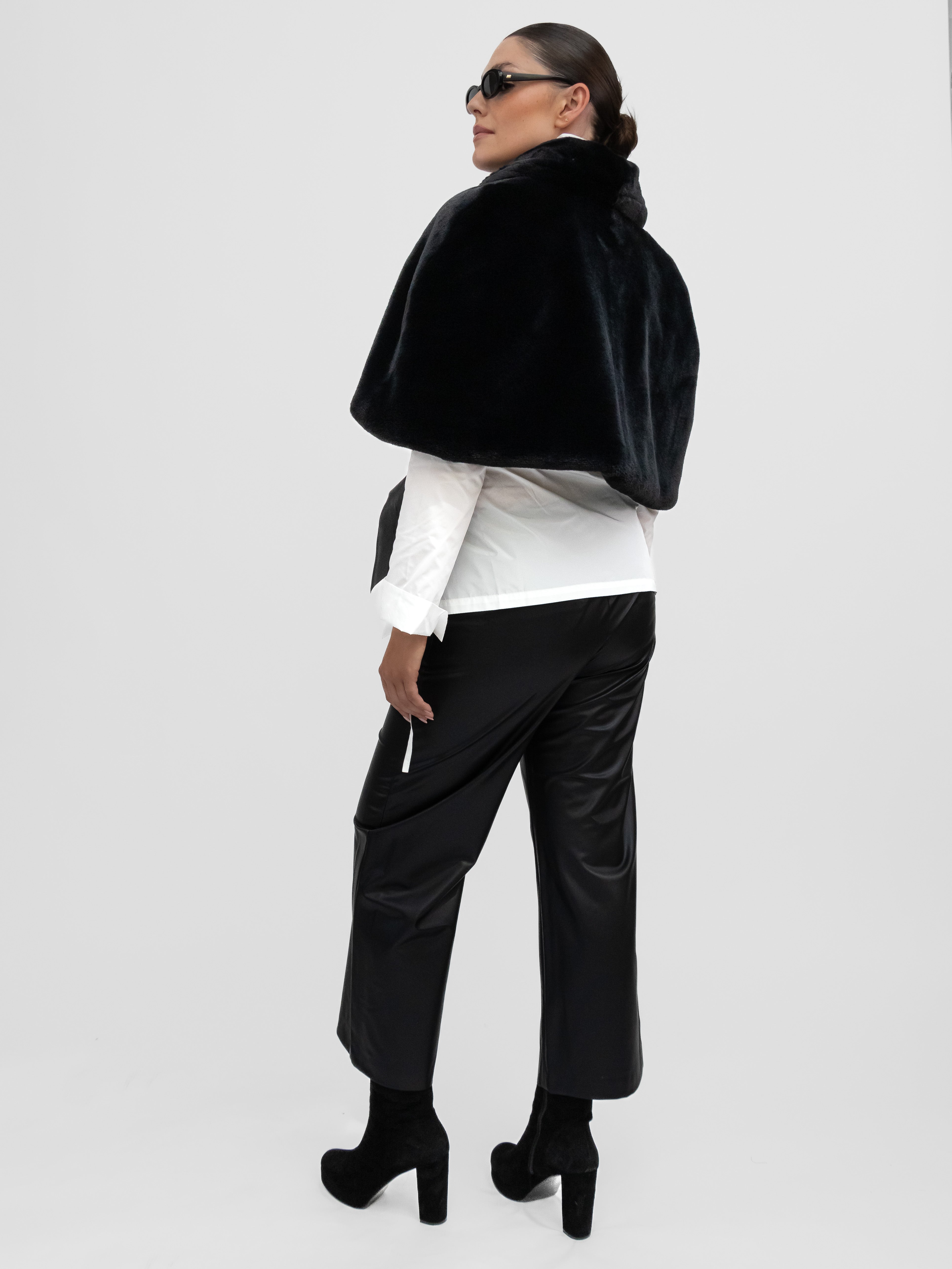La Haine Inside Us Cape One Size Faux Fur Cape in Black