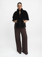 La Haine Inside Us Cape One Size Faux Fur Cape in Black