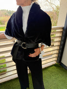 La Haine Inside Us Cape One Size Faux Fur Cape in Black