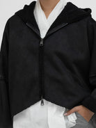 La Haine Inside Us Jacket One Size Oversize Faux Sheepskin Hoodie in Black